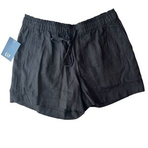 Gap Women's Medium Pull-On Linen Blend Shorts - Black - NWT